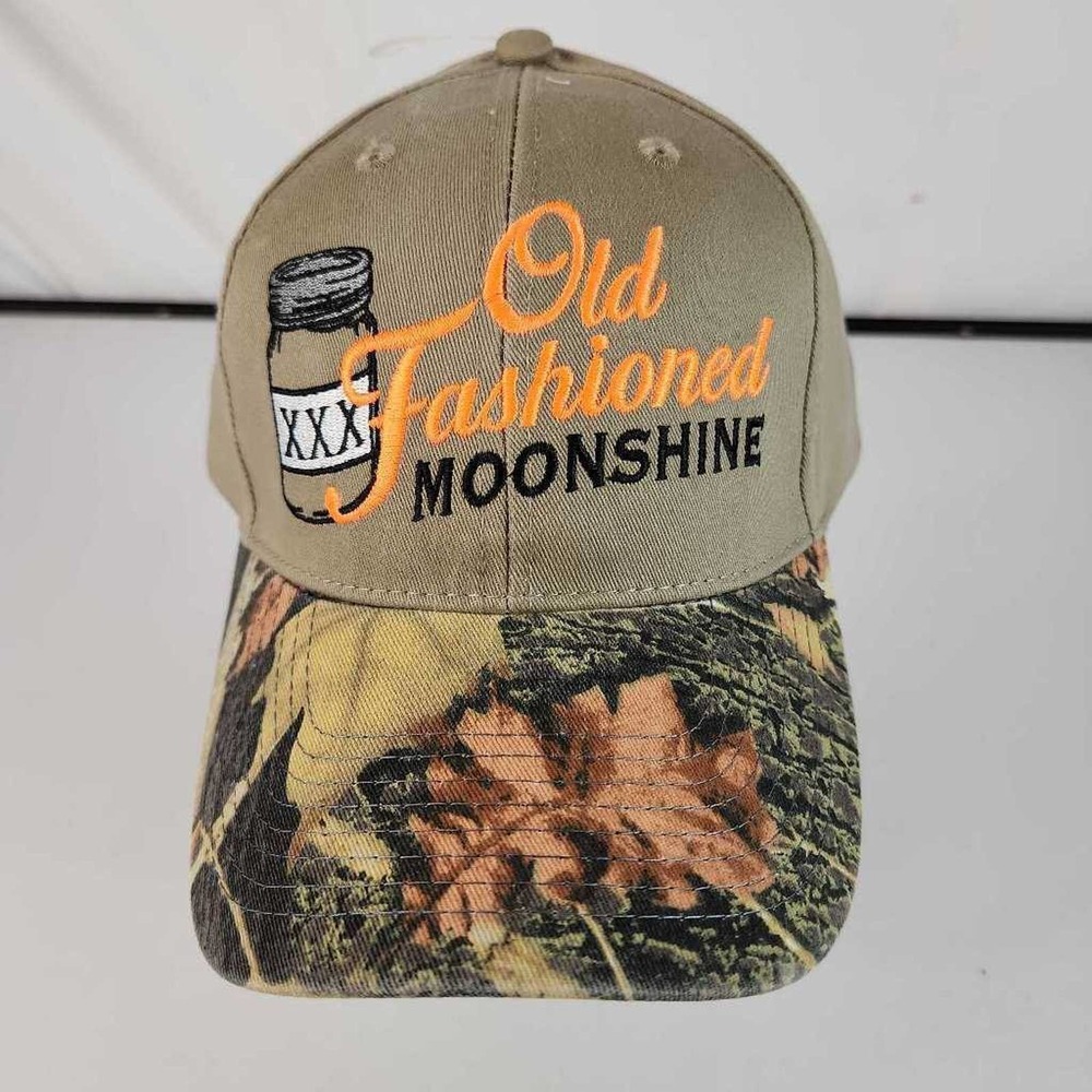XXX Old Fashioned Moonshine Mens CSI Baseball Cap Hat Brown Camo Embroidered New
